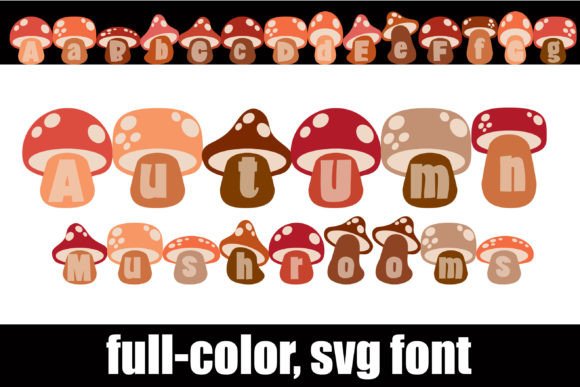 Autumn Mushrooms: A Cross-Stitch SVG Font for Seasonal Design