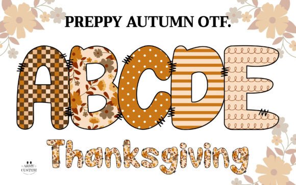 Preppy Autumn: A Patchwork Color Font for Fall Designs