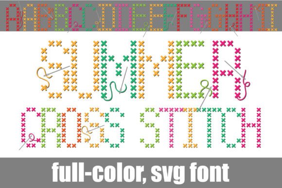 Summer Cross Stitch: A Colorful SVG Font for Vibrant Design